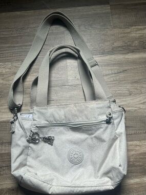 Kipling White Crossbody Bag with Light Cream Trim